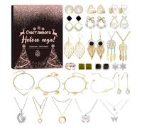 Calendrier de l' Bijoux Compte à Rebours - Décoration Créative | Calendrier Bijoux Boucles d'Oreilles pour Noël - Pour, Amis, Élèves, Adolescents, Adultes, Filles, Maison, Chambre et Fête