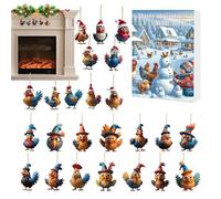 Calendrier De L' Poulet - Pendentif Coq Compte À Rebours 24 Jours Vacances | Décoration Festive Acrylique 2D Pour Mur Maison Salle Rassemblement | Ornement Fête Noël Party Décoratif