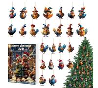 Calendrier De L' Poulet - Pendentif Coq Compte À Rebours 24 Jours Vacances | Décoration Festive Acrylique 2D Pour Mur Maison Salle Rassemblement | Ornement Fête Noël Party Décoratif