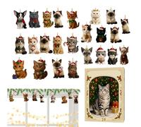 Calendrier de l'chat de Noël - Compteur 2025 chat mignon 24 jours ornements | Calendrier compte à rebours décoratif | Pour amoureux des animaux collectionneurs décoration festive