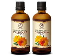 Calendula Carrier Oil Set 2x100ml - 100% Pure Calendula Officinalis Base Oil for Face, Body & Skin Care - Moisturising Cosmetic Oil for Massage