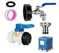 Calenxy IBC Adapter Ball Valve, IBC Container Flap Valve DN50 75 mm, Tank Drain Valve with 3/4 Inch Tap - Stopcock, Outlet Valve for IBC Container, Water Tank, Rain Butt