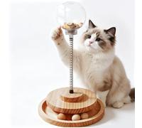 Calenxy Interactive Cat Toy, Self-Employment, Wooden Cat Intelligence Toy with Food Ball, IQ Training, Snack Ball, Cat Treat Toy for Cats Kittens