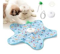 Calenxy Interactive Cat Toy with Automatic Feather, Cat Toy Self-Employment, Electric Cat Toys, Rechargeable Toy for Cats with 3 Interchangeable Feathers