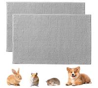 Calenxy Pack of 2 Rabbit Rodent Rugs, Reusable & Washable, Rodent Rug for Rabbits & Guinea Pigs (60 x 40 cm, Grey) - Perfect as a Soft Underlay, PIPI Pads or Sleeping Mat