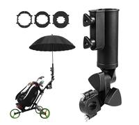 CALEPTONG Golf Push Cart Umbrella Holder Heavy Duty Universal Umbrella Mount with Double Knob Clamp, 180° Adjustable Windproof Stand for Wheelchair, Beach Chair, Mobility Scooter & Bike
