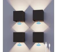 CALEX - 4-Pack Rechargeable Wall Light Volterra, Battery Operated LED Lamp, Motion Sensor, Wireless Lamp for Indoor and Outdoor, Black