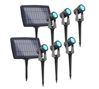 CALEX Aosta Solar Garden Spotlight, RGBIC, Ground Spike, USB-C, 6-Pack | Adjustable white modes and colourful RGBIC effects, featuring a 3W solar panel for extended evening use