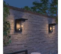Calex Asti solar LED outdoor wall light, sensor, IP44, black