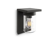 CALEX - Asti Solar Outdoor LED Wall Light, Garden Lighting, Fence Lights Solar-Powered Lamp, Motion Sensor, IP44 Waterproof, Black, Aluminium