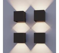 CALEX Bari LED Wall Light, Cube, Adjustable Beam, Black, IP54, 4-Pack | An adjustable 0-120 degree beam for narrow accents or wide spread, featuring a premium aluminium finish