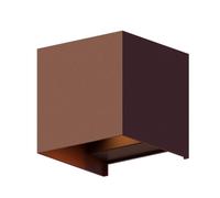 CALEX Bari LED Wall Light, Cube, Adjustable Beam, Rust, IP54 | An adjustable 0-120 degree beam for narrow accents or wide spread, featuring a premium aluminium finish