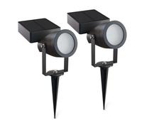Calex Casena Led Solar Garden Spotlight Black Warm White Waterproof 2 Pack