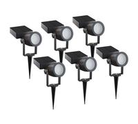 Calex Casena Led Solar Garden Spotlight Black Warm White Waterproof 6 Pack