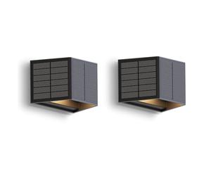 CALEX - Caserta Solar Wall Light, 2 Pieces, Up & Down Outdoor Lighting, Solar Powered Garden Lamp, Waterproof, Black