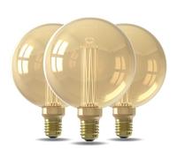 CALEX - Crown Series LED Bulb, 3-Pack, E27, Vintage Filament G125 Light Bulbs, Gold, Dimmable Warm White Light, 3.5W