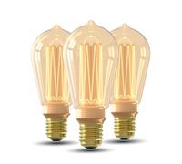 CALEX - Crown Series LED Bulb, 3-Pack, E27, Vintage Filament ST64 Light Bulbs, Gold, Dimmable Warm White Light, 3.5W