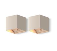 CALEX - Falerna Rechargeable Outdoor Wall Light, 2-Pack, Battery Operated Lamp, Up & Down Lighting, IP44 Waterproof, Dimmable, Sand