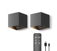 CALEX - Falerna Rechargeable Outdoor Wall Light, 2-Pack, Battery Operated Lamp, Up & Down Lighting, IP44 Waterproof, Dimmable, Black