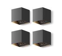 Calex Falerna Rechargeable Outdoor Wall Light, Pack of 2, Battery Lamp, High and Low Lighting, IP44 Waterproof, Dimmable, Black