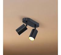 CALEX LED Ceiling Light, 2-Spots, Rotatable Spotlight, GU10 Bulb, Oval, Matt Black & Gold