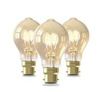 CALEX - LED Bulb, 3-Pack, B22 Bayonet, Vintage Spiral Filament A60 Light Bulbs, Gold, Dimmable Warm White Light, 3.8W
