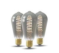 CALEX - LED Bulb, 3-Pack, E27, Vintage Filament Edison ST64 Light Bulbs, Smoked, Dimmable Warm White Light, 4W