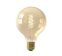 CALEX Spiral Filament LED Light Bulb E27, Amber Glass G95 Vintage Light Bulb, Decorative Amber Retro Globe Gold, Dimmable, 2100 K Warm White