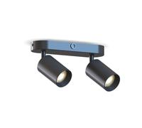 CALEX LED Ceiling Light, 2-Spots, Rotatable Spotlight, GU10 Bulb, Oval, Matt Black & Gold