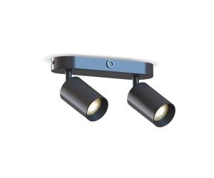 CALEX LED Ceiling Light, 2-Spots, Rotatable Spotlight, GU10 Bulb, Oval, Matt Black & Gold