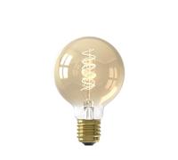 CALEX LED Bulb E27, G80, Spiral Filament, Vintage Gold, 2100K Warm White Light, Dimmable