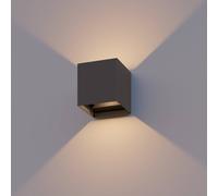 Calex LED outdoor wall lamp Cube, up/down, height 10 cm, anthracite