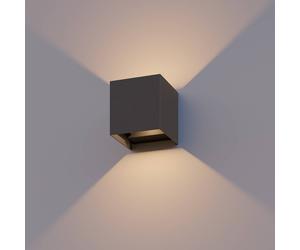 Calex LED outdoor wall lamp Cube, up/down, height 10 cm, anthracite