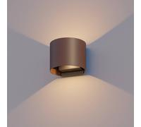 Calex LED outdoor wall lamp oval, up/down, height 10 cm, rust brown