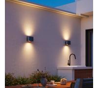 Calex LED outdoor wall lamp Potenza up/down, IP44, black/gold