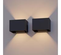 CALEX LED Wall Lamp Venice, Rectangle, Up & Down, Adjustable Beam Angle, Garden Lighting, Warm White Light, Black, 2-Pack
