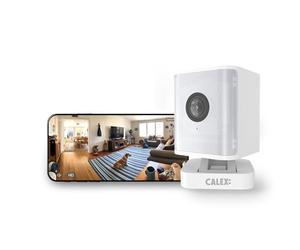 CALEX - Mini Indoor Surveillance Camera 2K, WiFi Home Security Cam with Spotlight & Motion Detection, Smart App Controlled, Night Vision, White