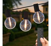 CALEX - Outdoor Christmas String Light, LED Garden String Lights with 50 Bulbs, 100FT/30M, Warm White, Festoon Waterproof IP44, Cozy Lighting, Including Remote