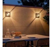 Calex outdoor wall light, 2-bulb, top/bottom, aluminium, black