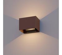 Calex outdoor wall light Rectangle up/down height 10cm rust brown