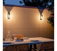 Calex outdoor wall light, stainless steel, socket at bottom, black