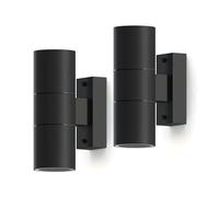CALEX Outdoor Wall Light Turin, Up and Down Light, 2X GU10, IP54 Waterproof, Indoor and Outdoor, Black, 2-Pack
