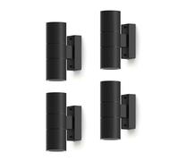 CALEX Outdoor Wall Light Turin, Up and Down Light, 2X GU10, IP54 Waterproof, Indoor and Outdoor, Black, 4-Pack