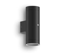CALEX - Pavia Outdoor Wall Light, 2X GU10, Up & Down Garden Lighting, IP44 Waterproof, Day & Night Sensor Lamp, Black, Aluminium