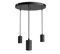 CALEX - Pendant Light, 3 Lights, Ceiling Lamp E27 Holder, Aluminium Fixture, Adjustable Height, Square, Matt Black