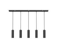 CALEX - Pendant Light, 5 Light, Ceiling Light GU10 Holder, Aluminium Fixture, Adjustable Height, Matt Black