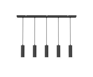 CALEX - Pendant Light, 5 Light, Ceiling Light GU10 Holder, Aluminium Fixture, Adjustable Height, Matt Black