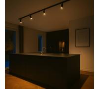 Calex rail set, 4 GU10 spots, black, length 2 m, metal