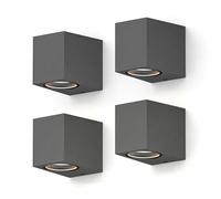 CALEX Sanremo GU10 Wall Lamp Downlight, IP54, Anthracite, Rectangle, 4-Pack | Fully waterproof for British outdoor conditions, featuring a sl esign for terrace, garden or entryway