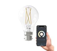 CALEX Smart B22 LED Filament Bulb, Clear, Warm White, Dimmable, WiFi | A vintage glow from the clear filament design, featuring energy-efficient LED and hands-free voice control via Alexa